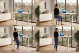 Bürotisch WHITE DESK 140cm höhenverstellbar anthrazit mit weißem Gestell