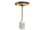 Side table TRAYFUL 55cm antique gold with marble stand