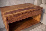 Nachtschrank LAGOS 50cm hängend Sheesham massiv braun Stein-Finish