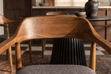 Chair KENNEDY upholstered seat w/ armrests mango wood honey finish grey