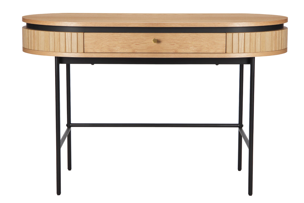 Office desk ATELIER 120cm natural oak wood look w/ black metal frame