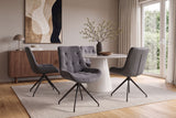 Chair DIVANI retro style artificial leather microfibre light grey black
