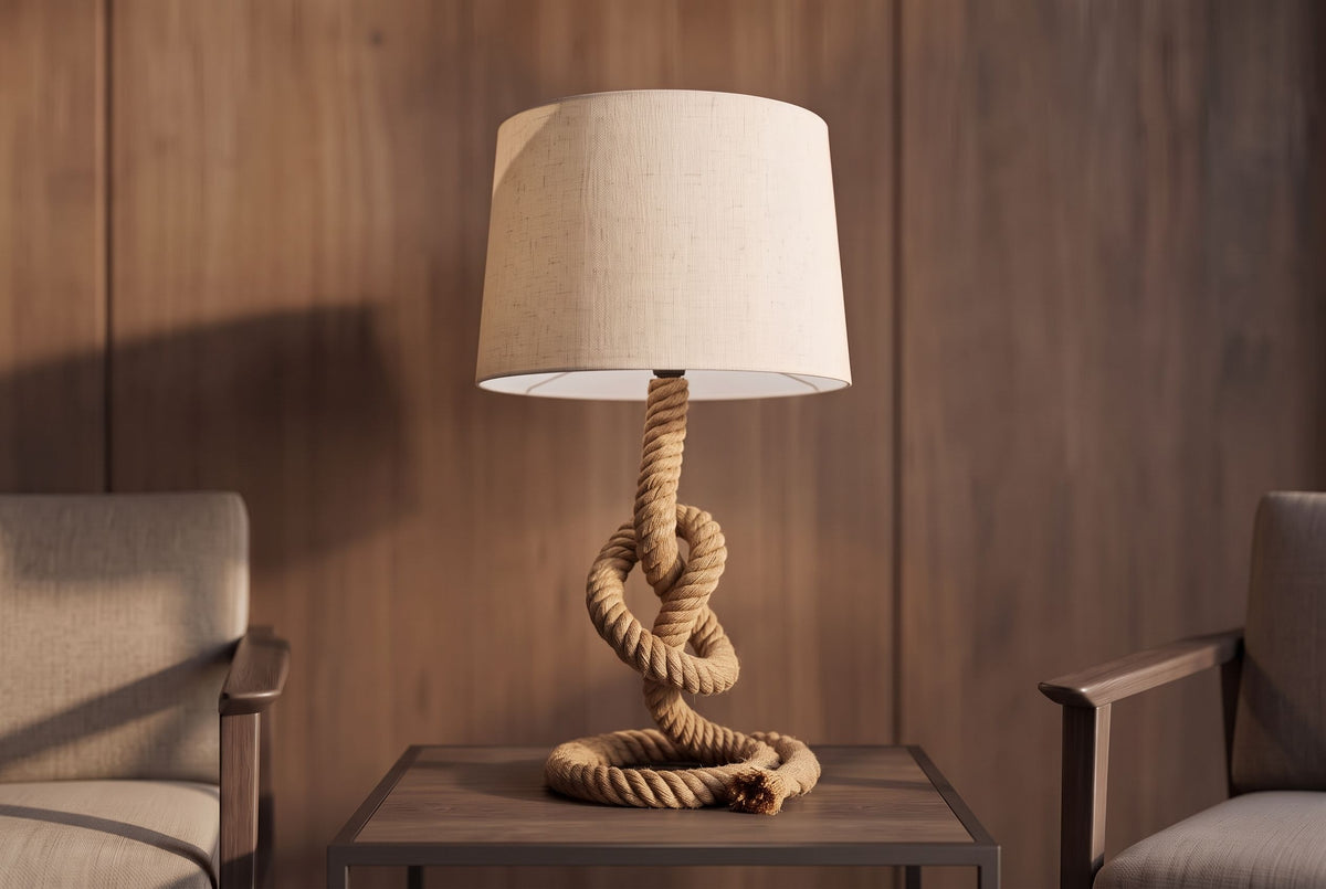 Floor lamp SEVEN SEAS 80cm w/ authentic knotted rope
