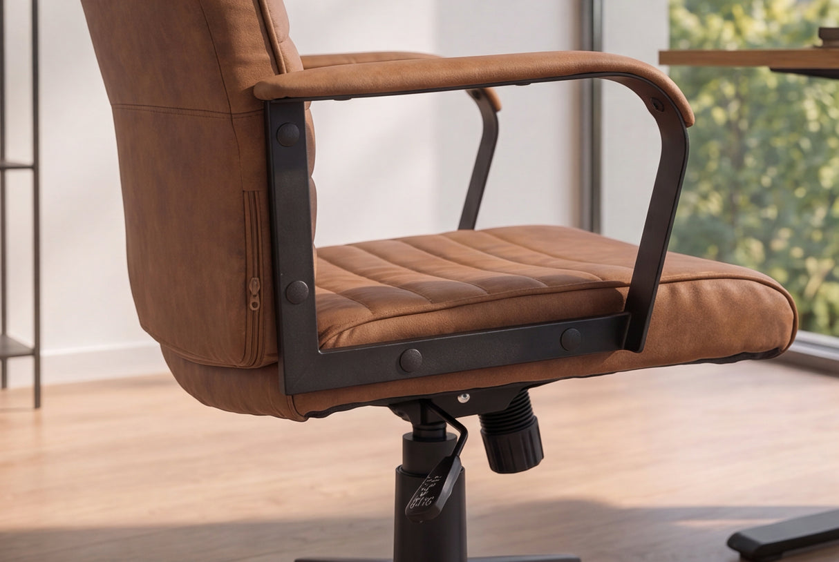 Bürostuhl LAZIO 49-59cm mit Wippfunktion Mikrofaser Vintage Braun