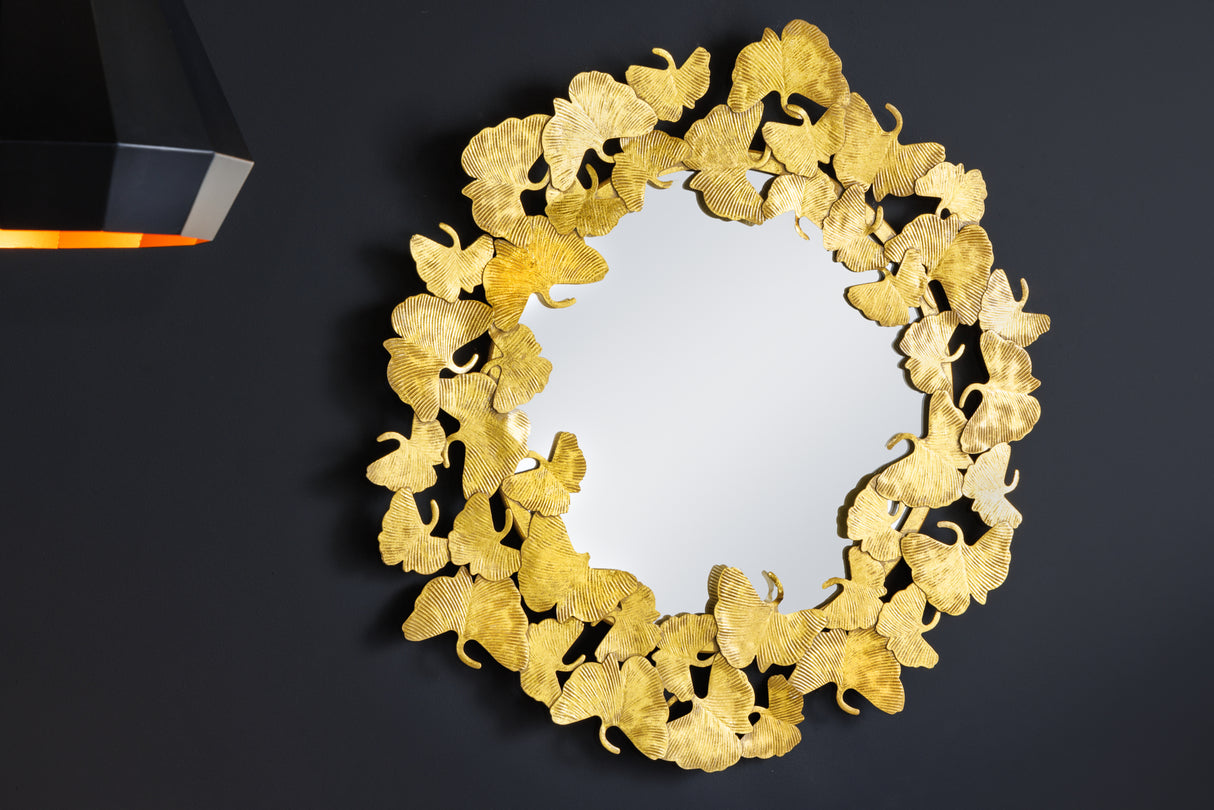 Wall mirror GINKGO LEAVES 70cm gold