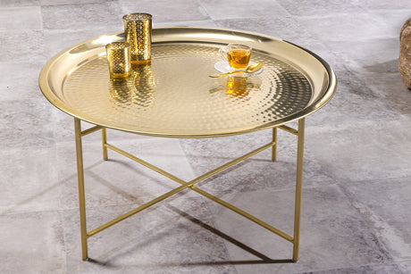 Coffee table ORIENT 65cm brass removable tray