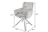 Swivel chair UNIQUE 180° w/ armrests chenille fabric grey and black legs