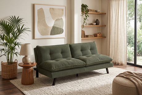 Sofa bed COCOONING 190cm 3-seater cord green