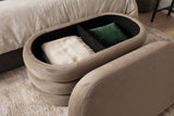 Bench chest VOGUE 85cm oval upholstered w/ storage space velvet champagne