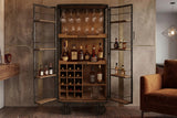 Display cabinet LOFT 145cm w/ wheels pine wood metal natural
