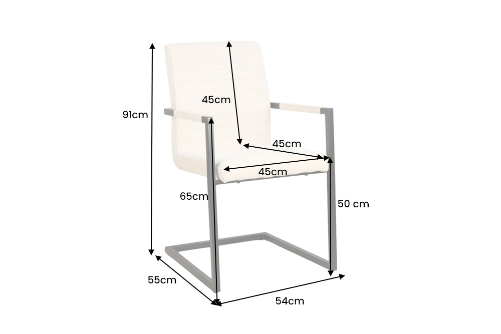 Cantilever chair LOFT w/ armrests cord beige metal frame black