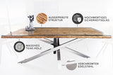 Esstisch BARRACUDA 220cm 40mm Teakholz ohne Hartglasplatte
