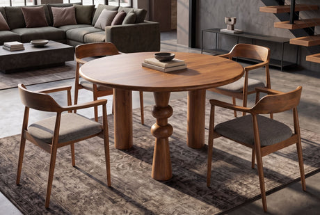 Dining table ARTE 120cm round sculptural legs mango wood brown
