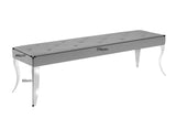 Bench MODERN BAROCK 170cm stainless steel legs silver velvet black