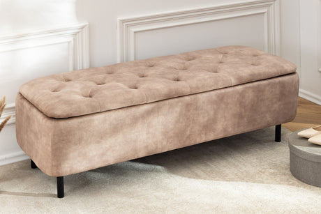 Bench chest EN VOGUE 120cm w/ storage space velvet beige