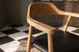 Chair VALHALLA WOOD w/ armrests artificial leather black and oak wood natural