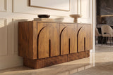 Sideboard ARCADIA 160cm arched front fluted pedestal base mango wood brown