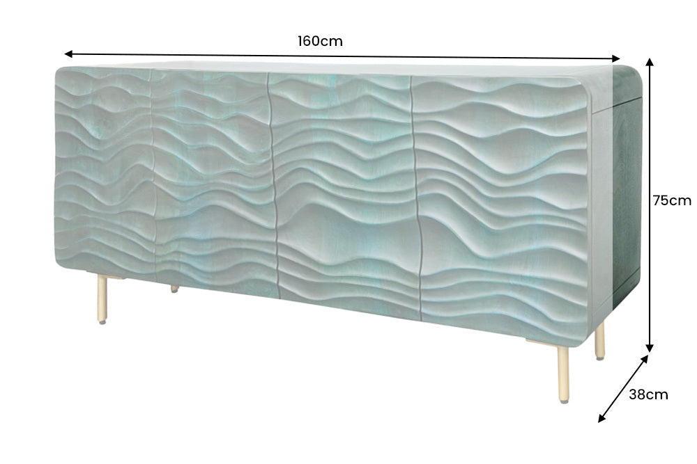 Sideboard WAVE 160cm turquoise mango wood