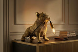 Tischleuchte BULLDOG 35 cm goldene Hundeskulptur