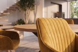Swivel chair LIVORNO 180° auto-return w/armrests velvet mustard yellow