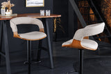 Bar stool MANHATTAN 64-85cm rotatable textured fabric beige and ash wood