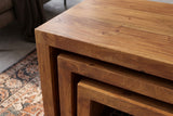 Beistelltisch MAKASSAR 25-45 cm 3er-Set Mangoholz honigfarben lasiert