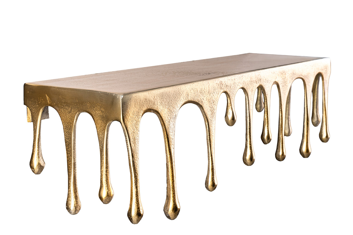 Nástěnný věšák LIQUID LINE 60 cm v designu kapky, starozlatý