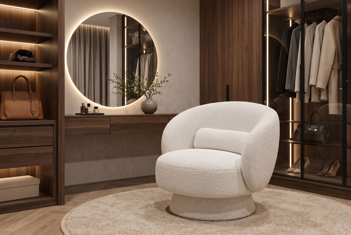 Sessel BOSSA NOVA 360° drehbar Bouclé weiß