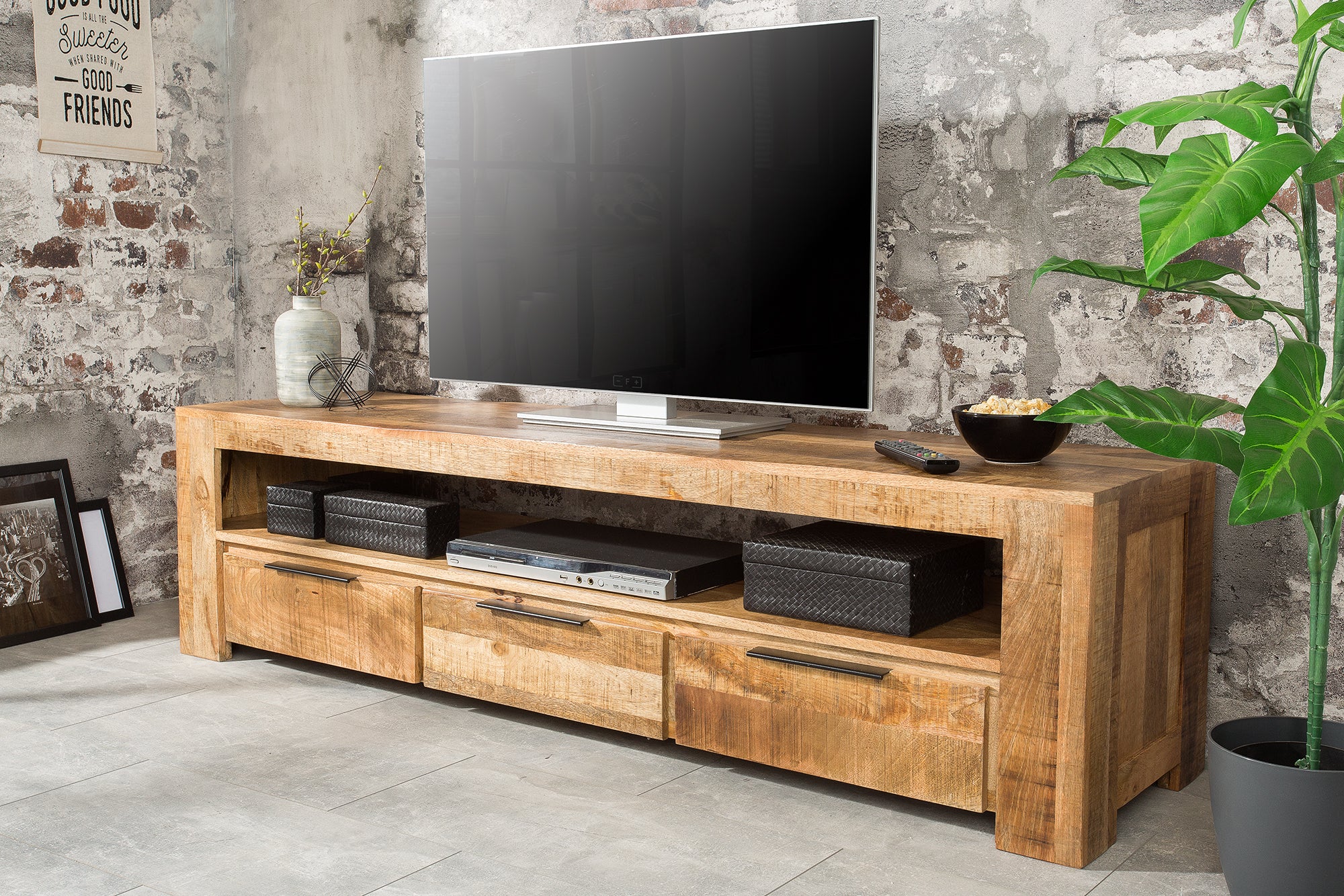 LIFE FURNITURE IRON WOODEN TV BOARD