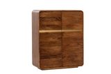 Highboard MONZA 120cm fluted front rounded edges mango wood brown w/ gold details