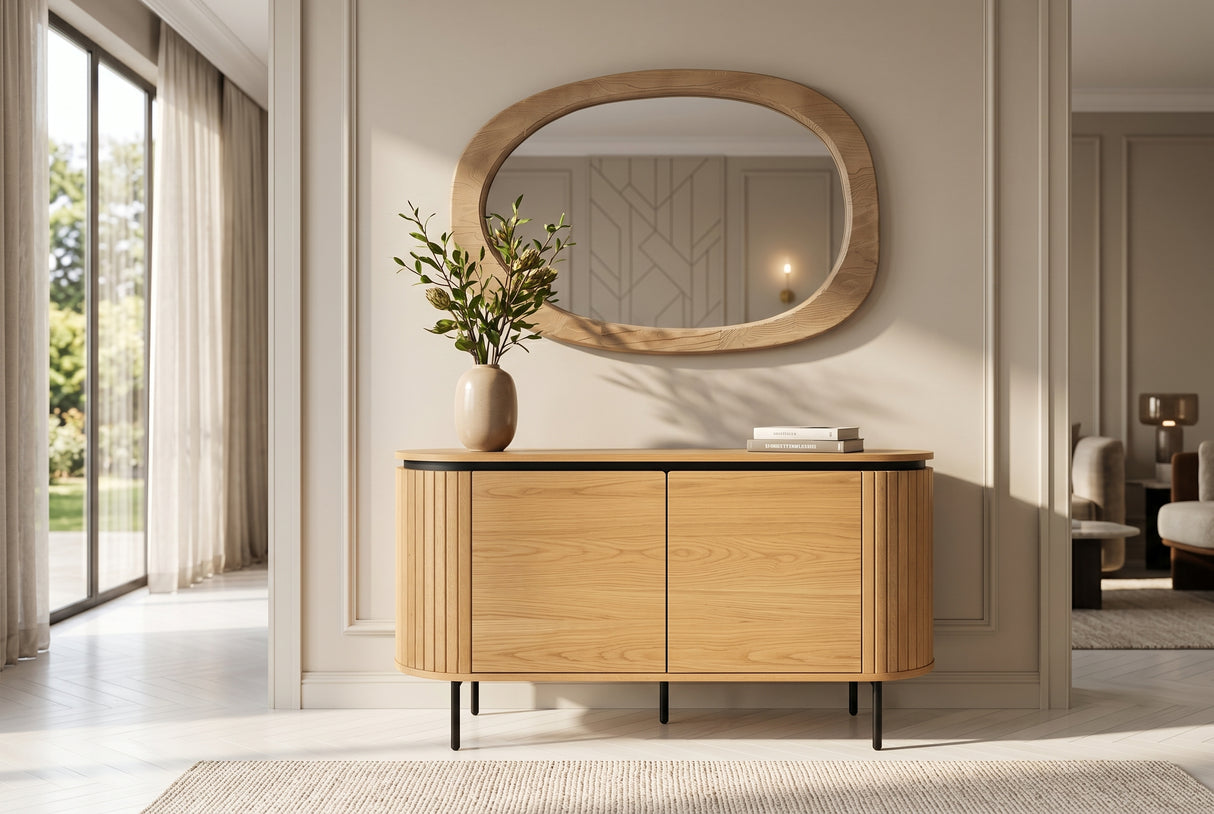 Wallmirror ORGANIC 105cm oval pine wood natural beige