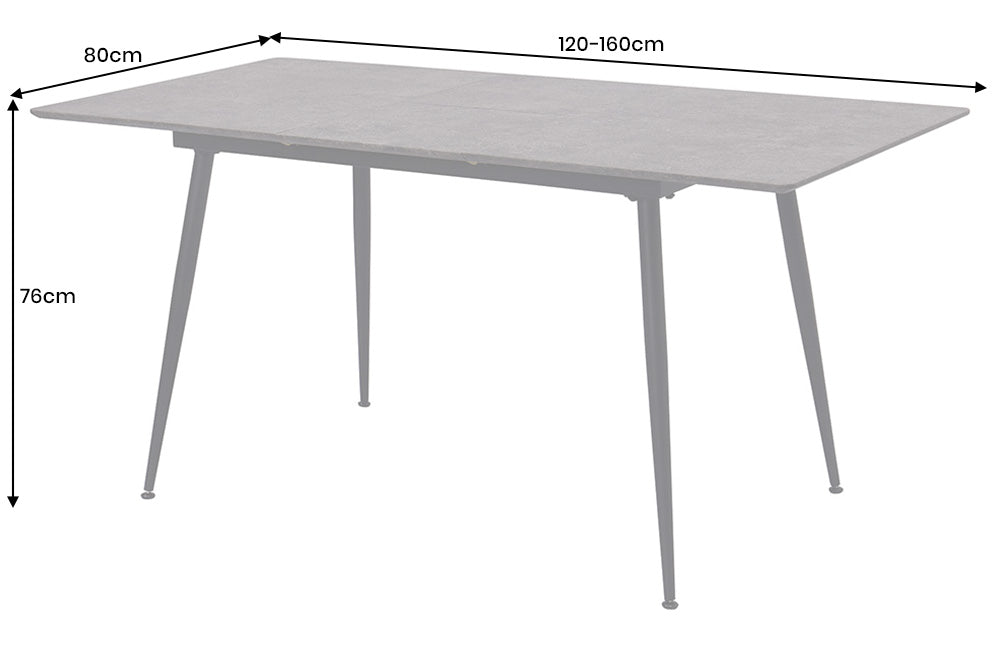 Dining table APARTMENT 120-160cm extendable grey stone look