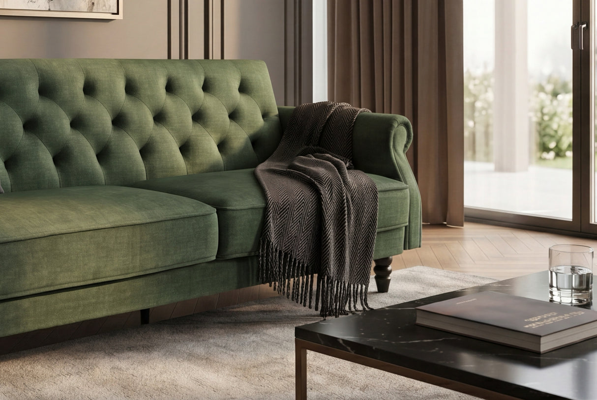 Sofa bed MAISON BELLE AFFAIRE 220cm vogue velour velvet moss green