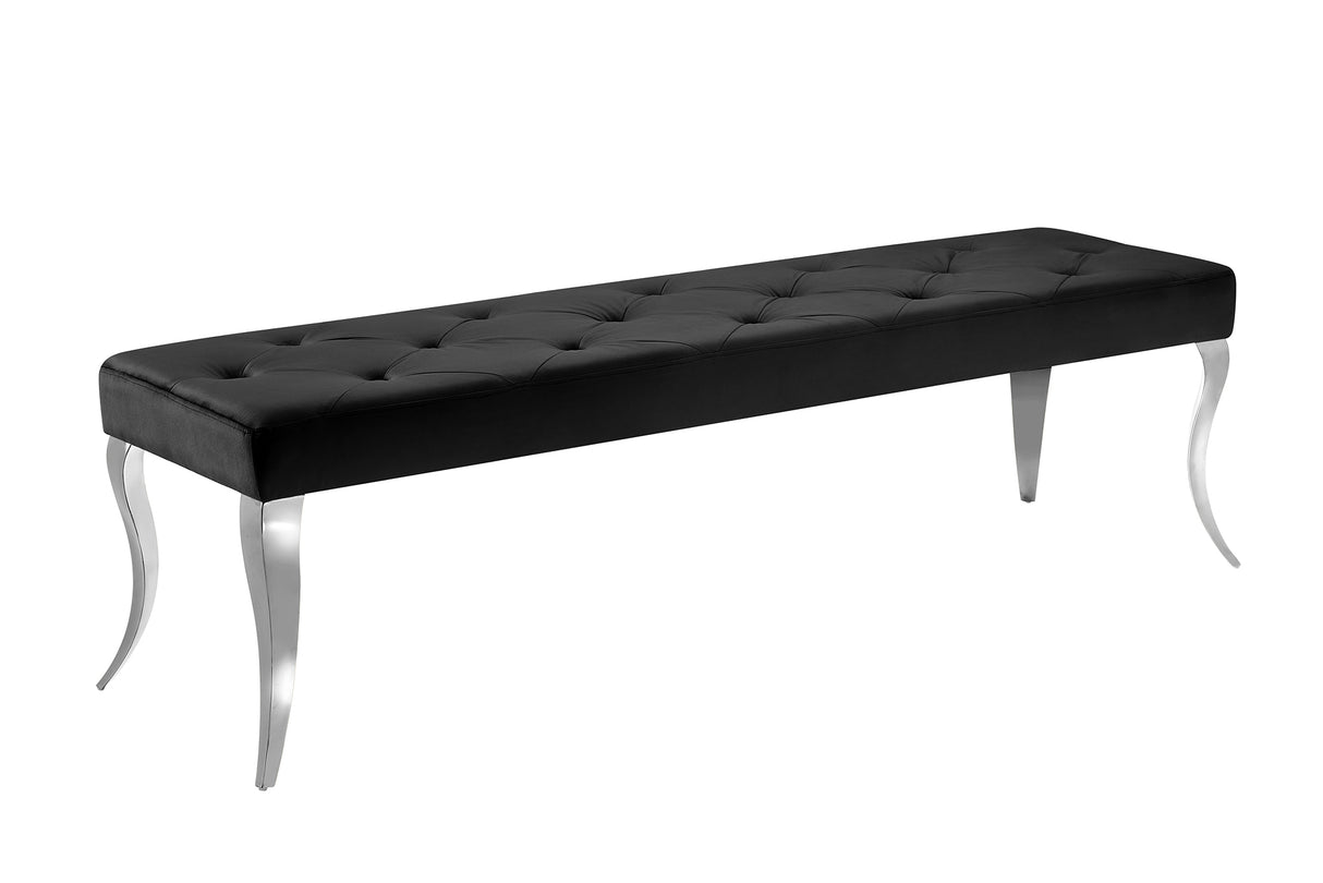 Bench MODERN BAROCK 170cm stainless steel legs silver velvet black