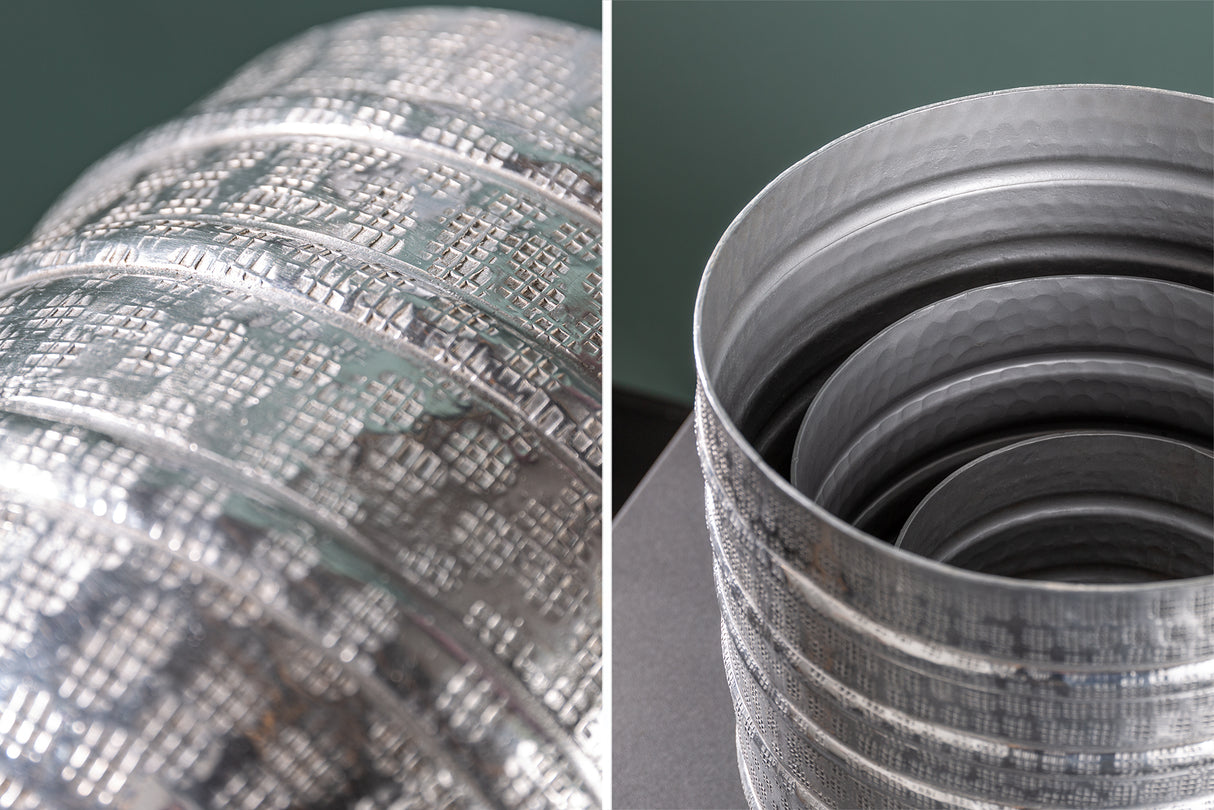 Pflanzkübel ORIENT 15-24cm mit Hammerschlageffekt silber