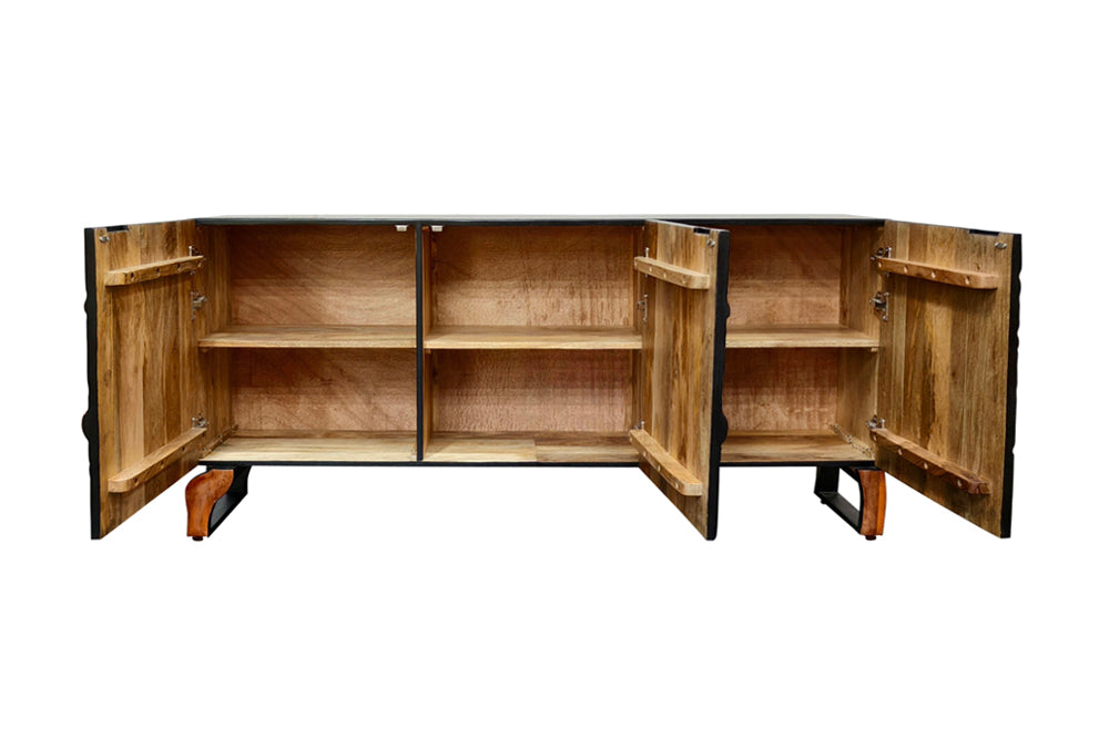Sideboard FOREST 160cm 3D mango wood black brown