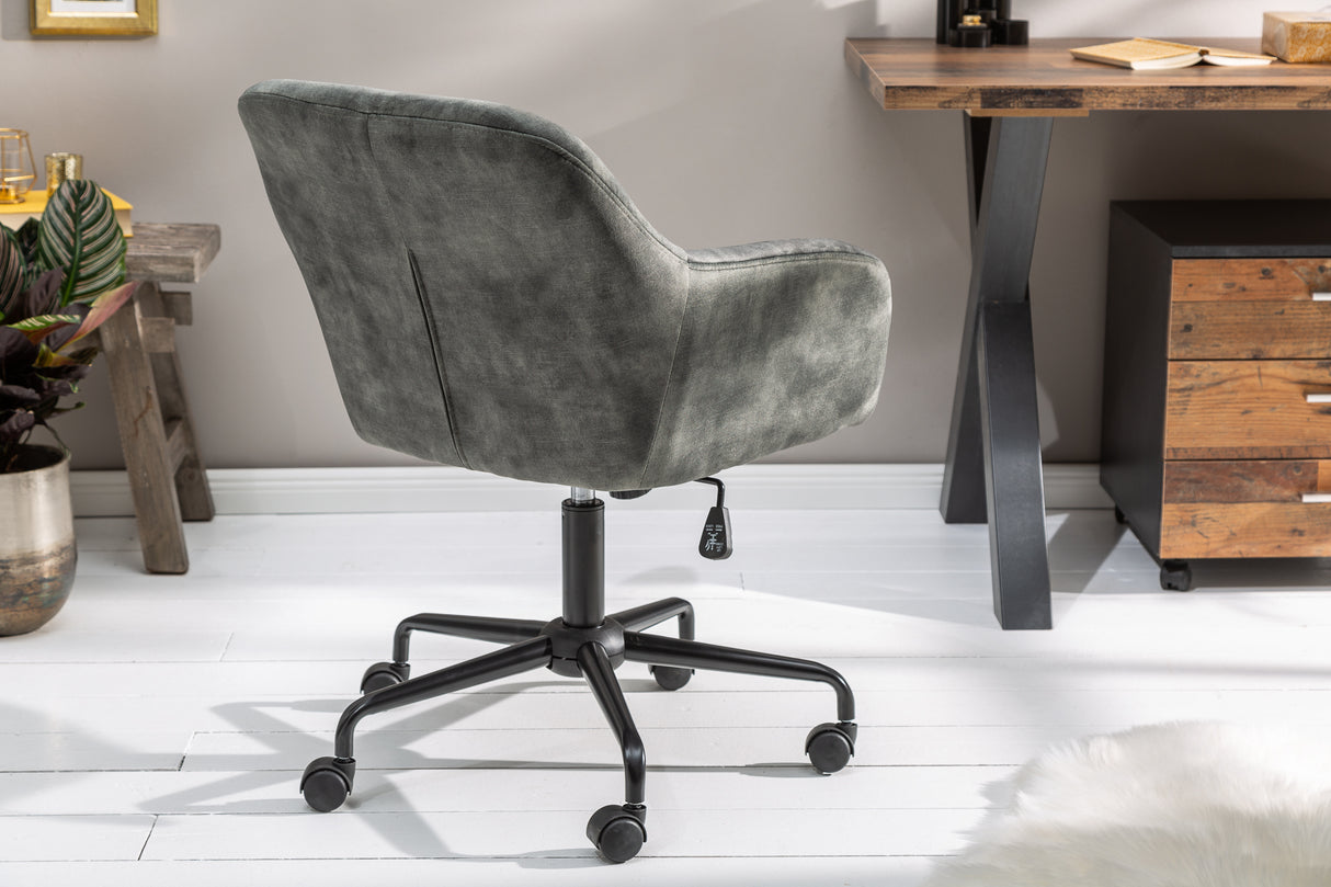 Office chair THE DUTCH COMFORT 46-55cm with armrest velvet green