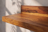 Wandregal MAKASSAR 80cm Sheesham Massivholz Naturstein-Finish mit Rückwand