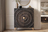 Highboard GOLDEN SUNSET 120cm 3D Mangoholz schwarz gold
