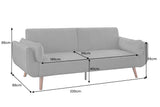 Sofa bed DIVANI 220cm 3-seater velvet grey