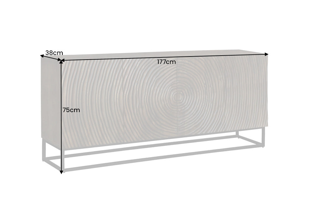 Sideboard ZEN CIRCLE 180cm 3D Mangoholz schwarzbraun