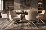 Swivel chair LUGANO 360° auto-return w/ armrests 150 kg load capacity chenille tweed beige