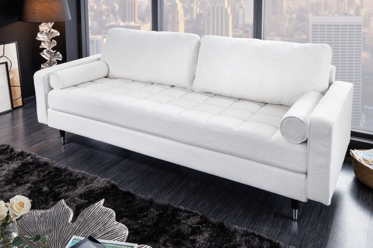 Sofa COZY 220cm 3-seater bouclé white