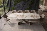 Dining table INFINITY 180-220-260cm boat-shaped extendable italian patagonia ceramic white brown