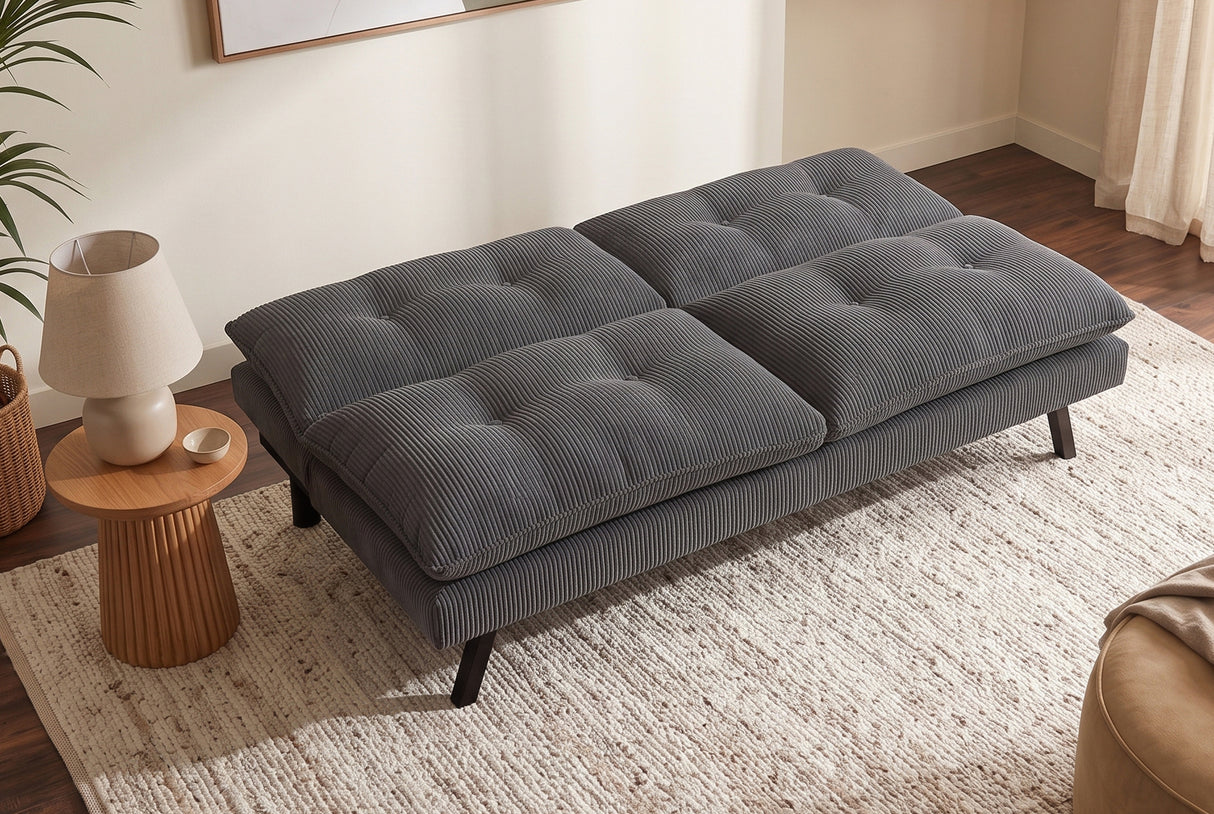 Sofa bed COCOONING 190cm 3-seater cord grey