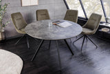 Esstisch ATELIER 100cm rund, graue Steinoptik mit schwarzen Metallbeinen