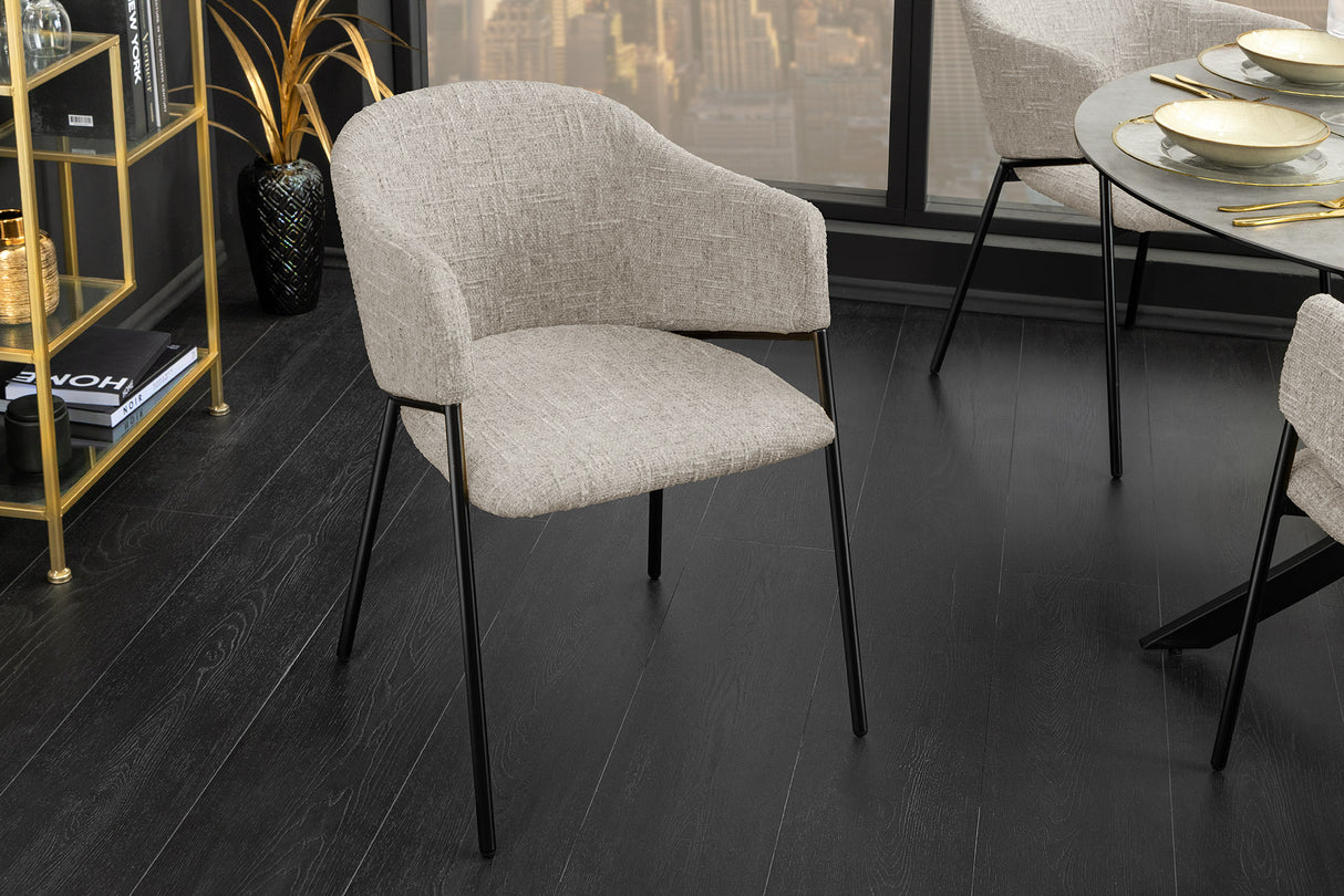 Chair NOBLESSE w/ armrests beige black legs