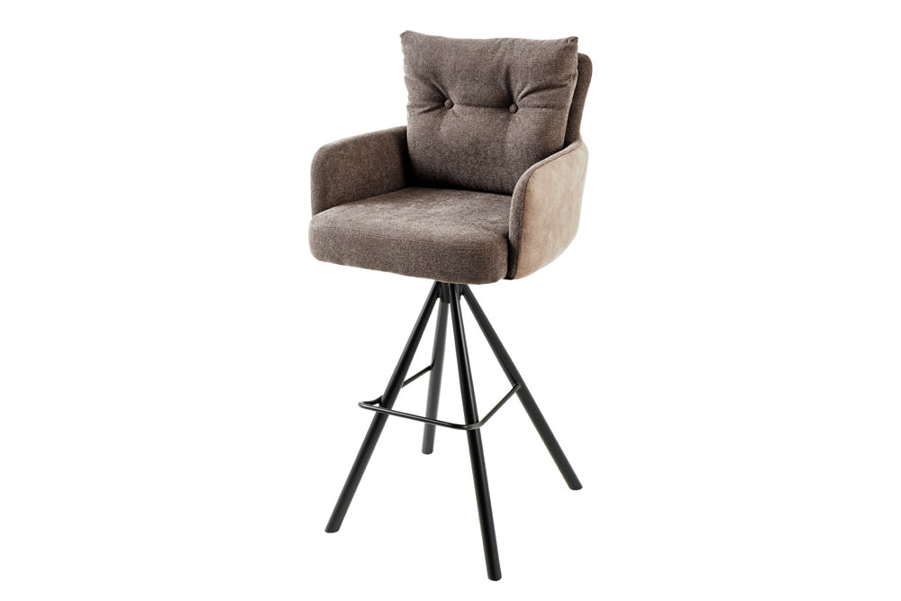 Barhocker BIG GEORGE mit Armlehnen Flachgewebe Samt taupe drehbar