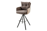 Barhocker BIG GEORGE mit Armlehnen Flachgewebe Samt taupe drehbar