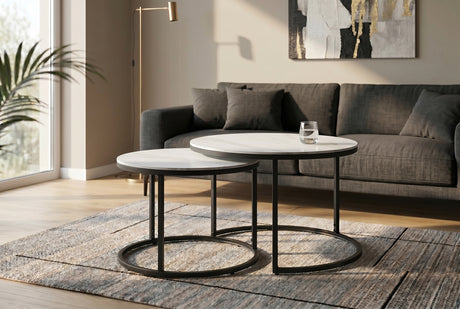 Coffee table ELEGANCE 75cm set of 2 ceramic white